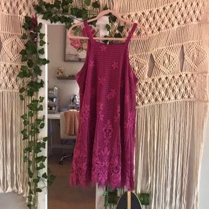 magenta lace dress